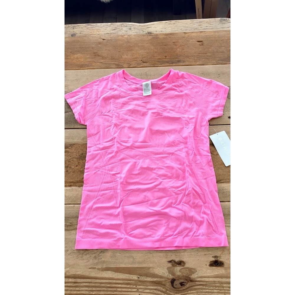 Athleta Momentum Seamless Tee Womens Medium Pink Short Sleeve Running Top NWT